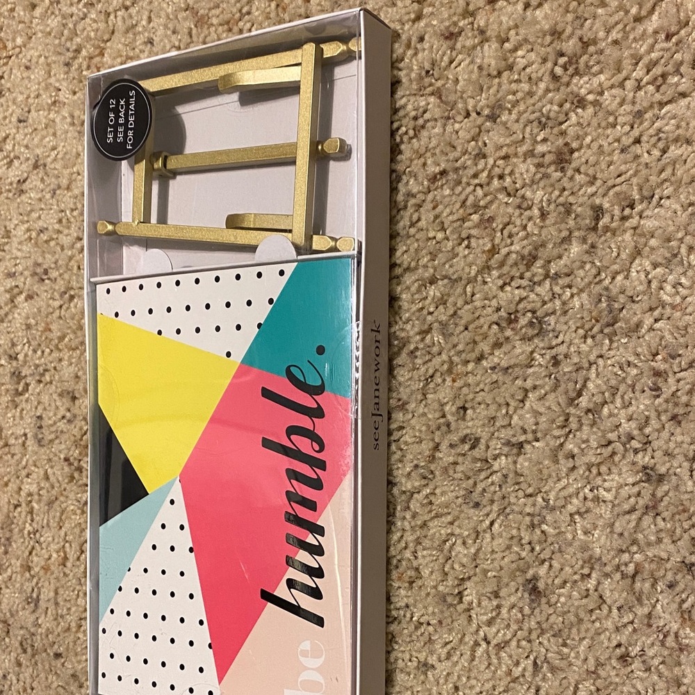 New box of Jane Works Inspirational Cards withhold foil accents easel.